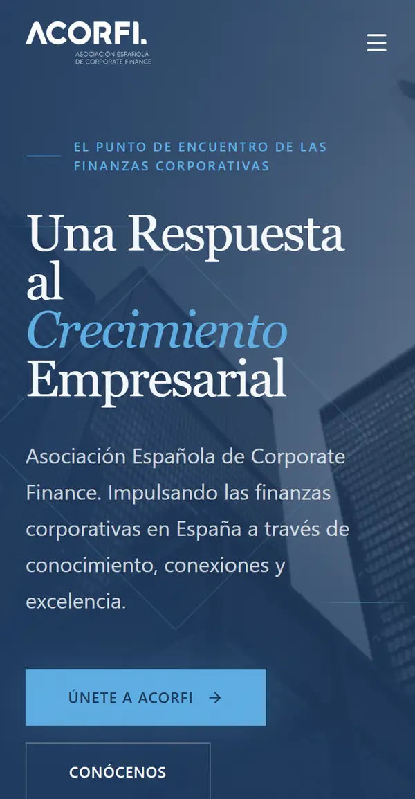 Web de ACORFI en el móvil